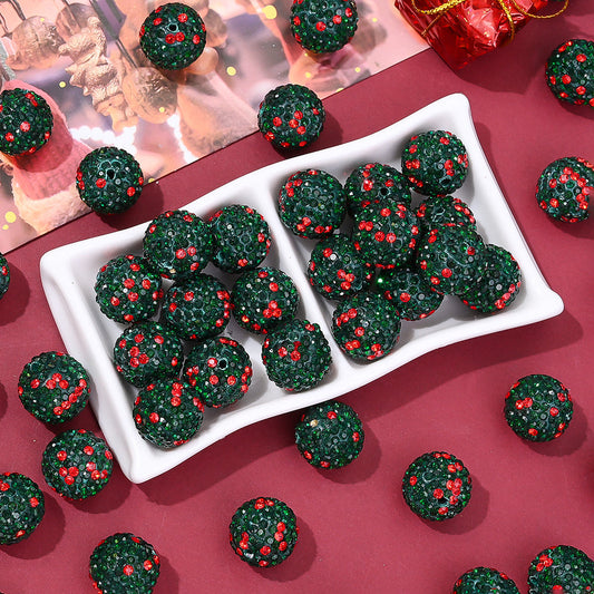 Christmas Polymer Clay Rhinestone Beads