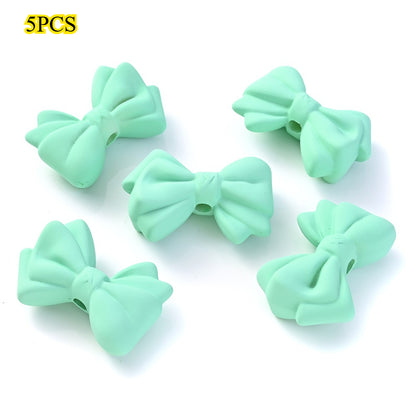 5pcs Acrylic Frosted Bow Tie Beads