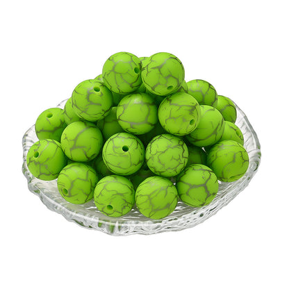10pcs Crack Printed Silicone Spacer Beads