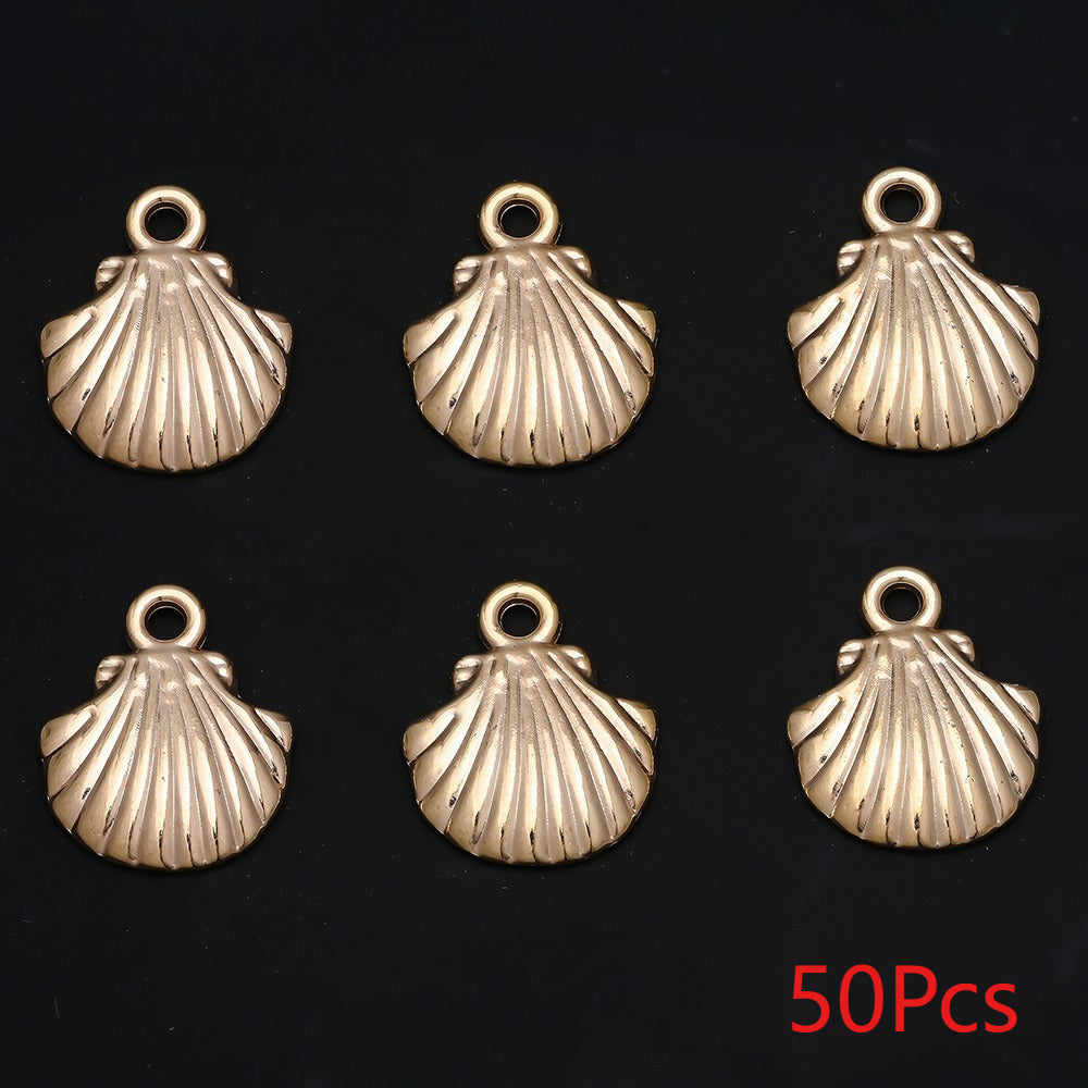 Golden and Silvery Plastic Shell Pendant Charms