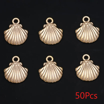 Golden and Silvery Plastic Shell Pendant Charms