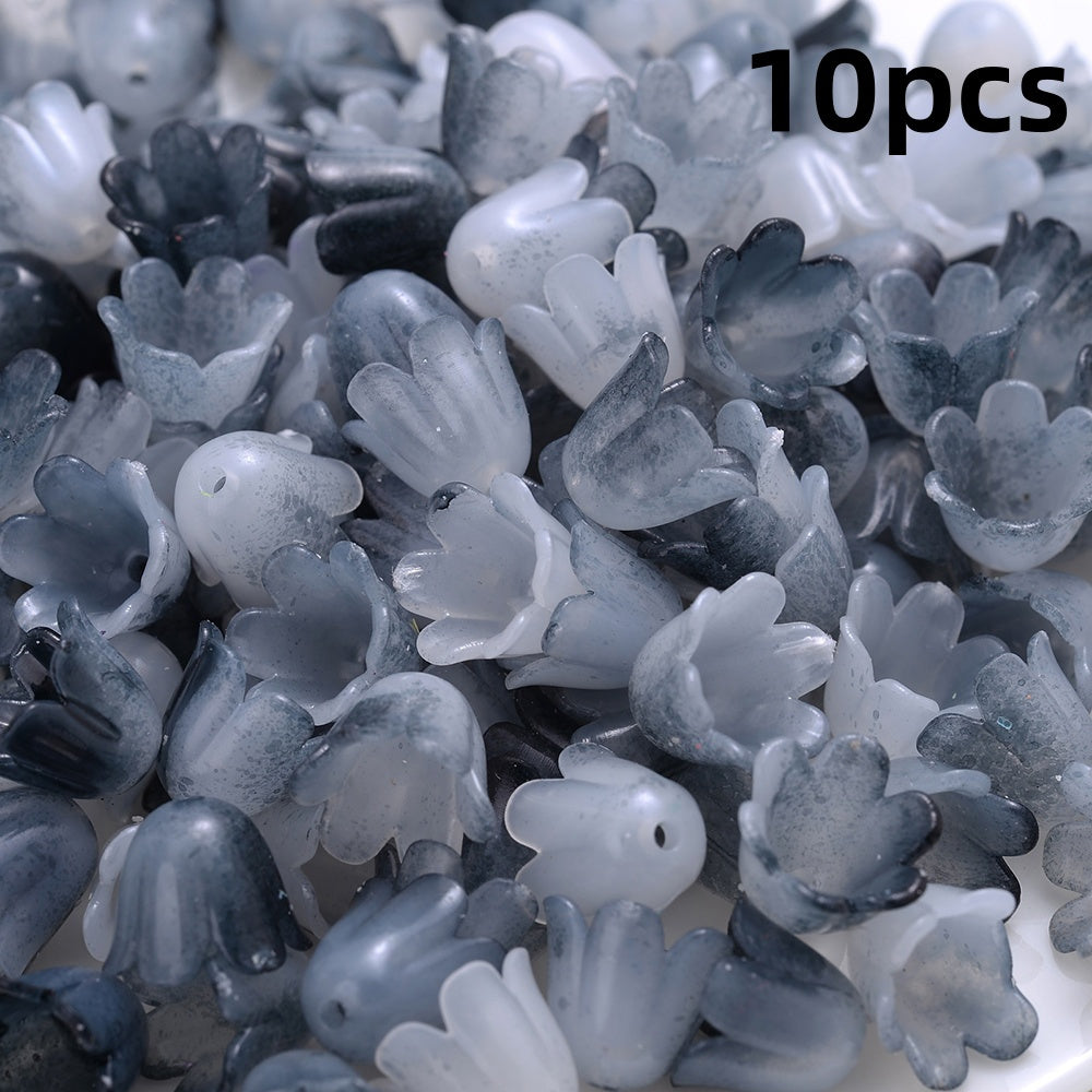 100pcs Colorful Trumpet Flower Beads