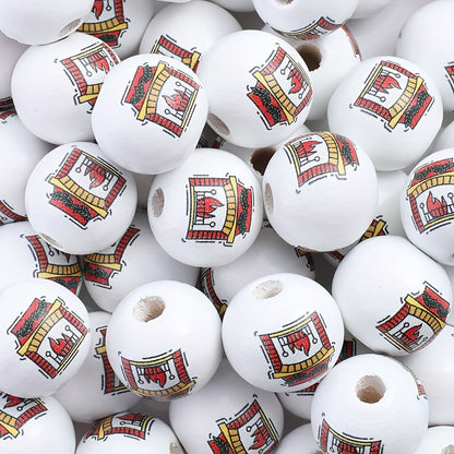 Christmas Wooden Pattern Beads