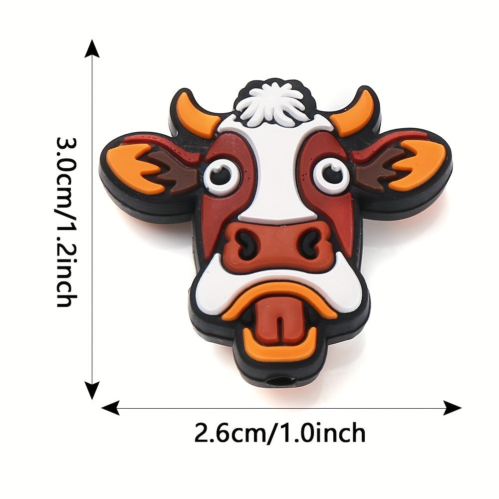 1/4PCS Cow-Themed Silicone Bead Set