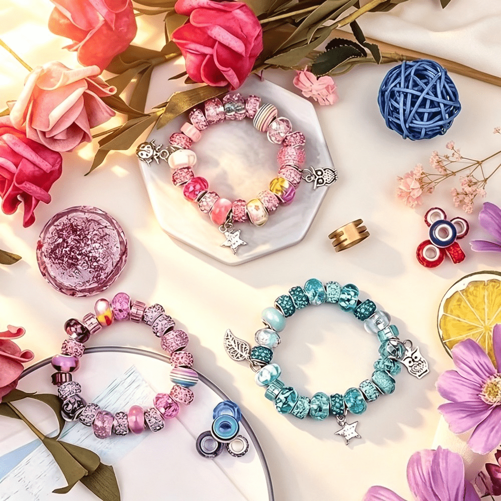 240pcs Multi-Color Resin Large Hole Beads Set