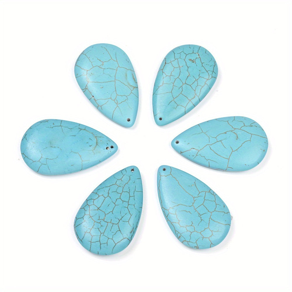 5pcs 30x50mm Big Size Waterdrop Shape Stone Charms Beads Blue Turquoise
