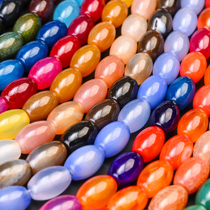 32pcs/strand 8x12mm Natural Agate Rice Shaped Beads