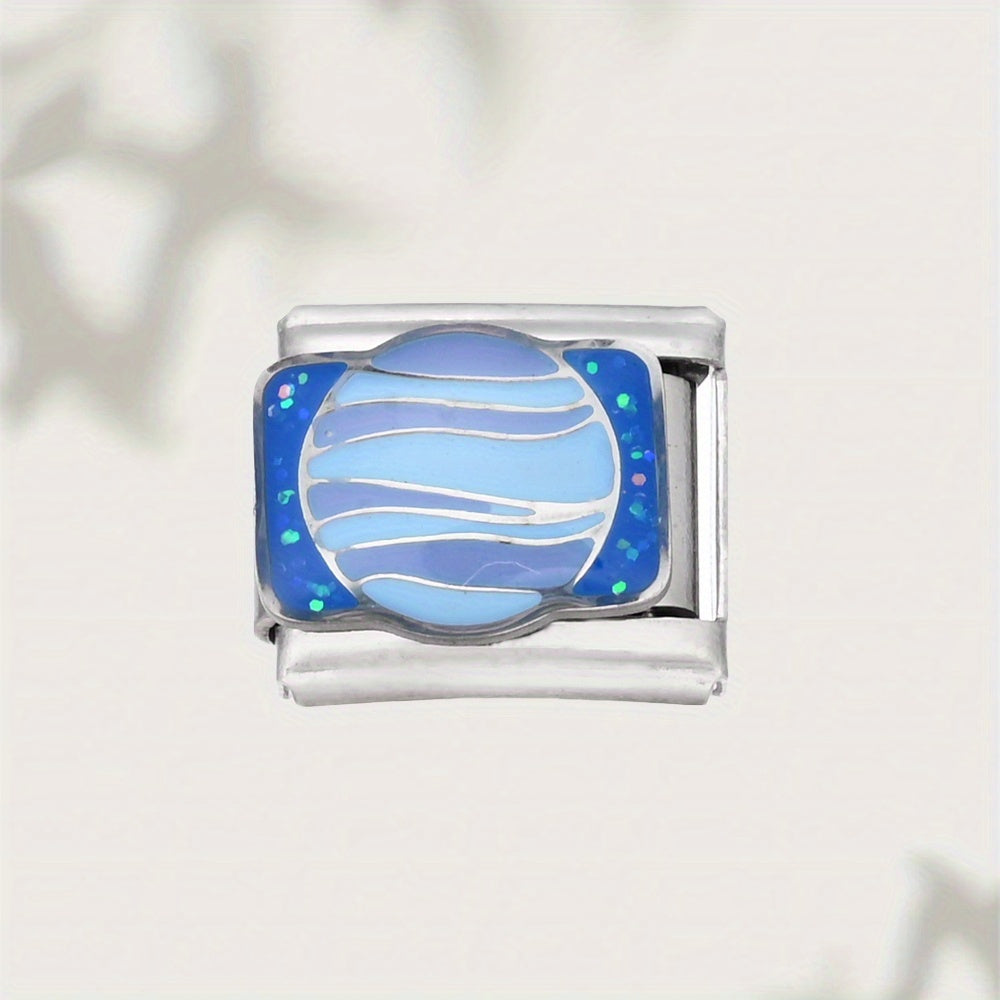 Space-Themed Stainless Steel Bead