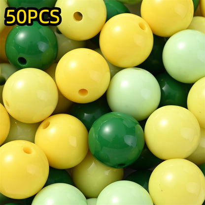 50/100pcs Solid Color Acrylic Round Beads