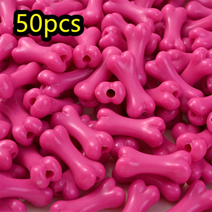 50pcs/set 9x20mm Colorful Bone-Shaped Acrylic Beads