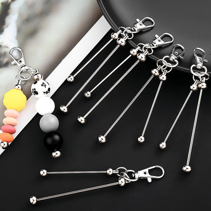 Silvery Beaded Keychain Set