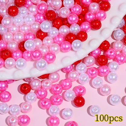 Shiny Pink Love Acrylic Beads