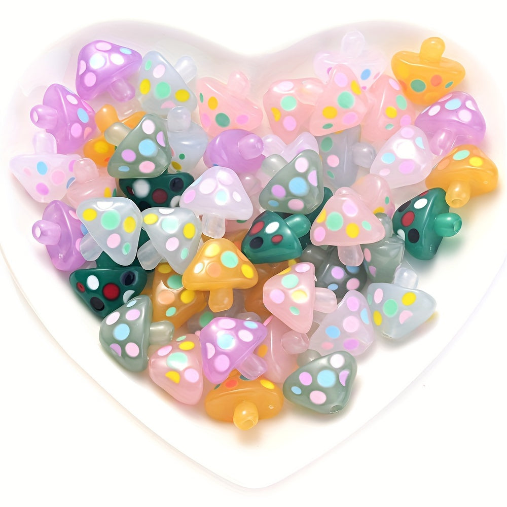 5PCS 17×19mm Luminous Mushroom Acrylic Bead Set