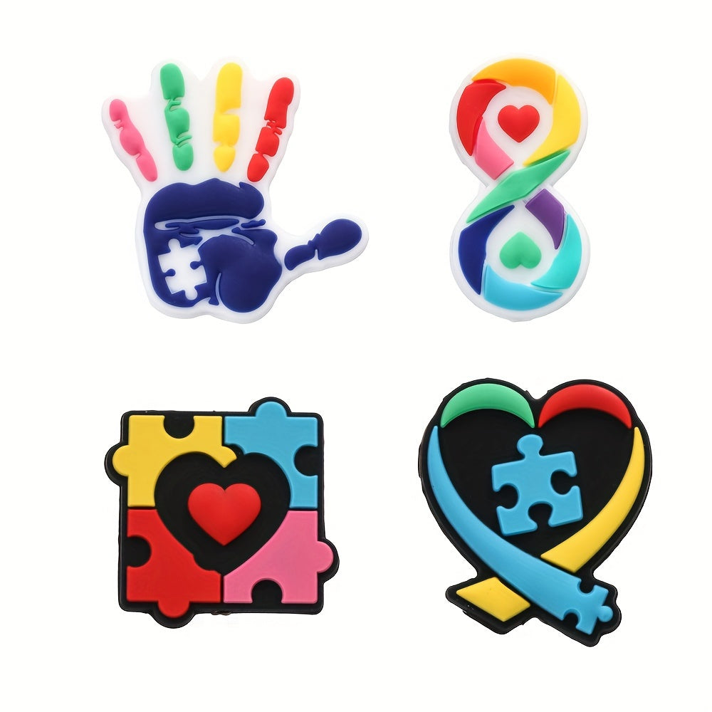 4PCS Puzzle Theme Silicone Bead Set