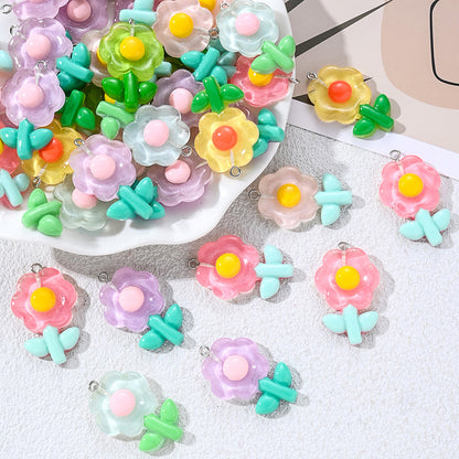 Resin Flower Sunflower Flatback Pendants