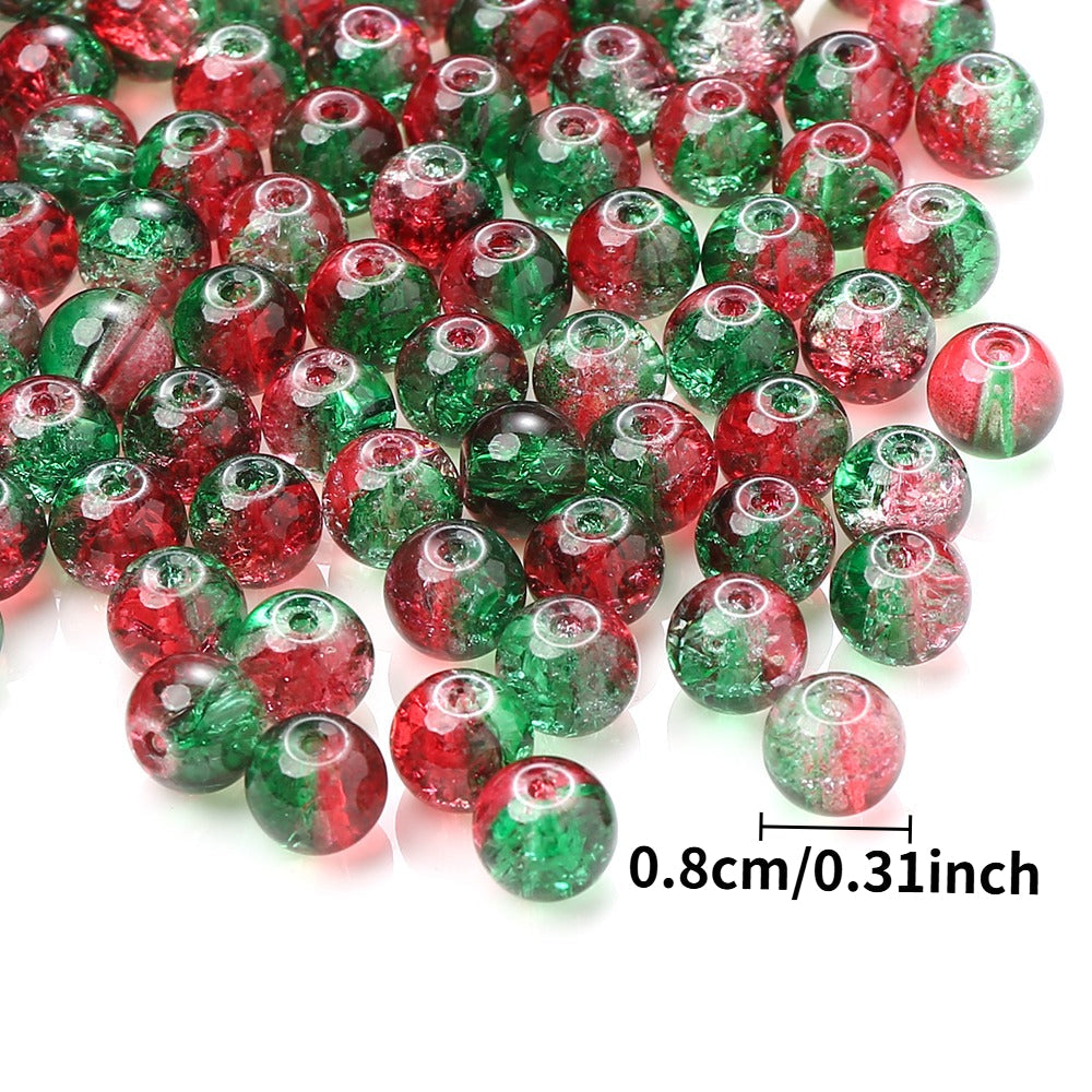 Red Green Gradient Crystal Round Beads