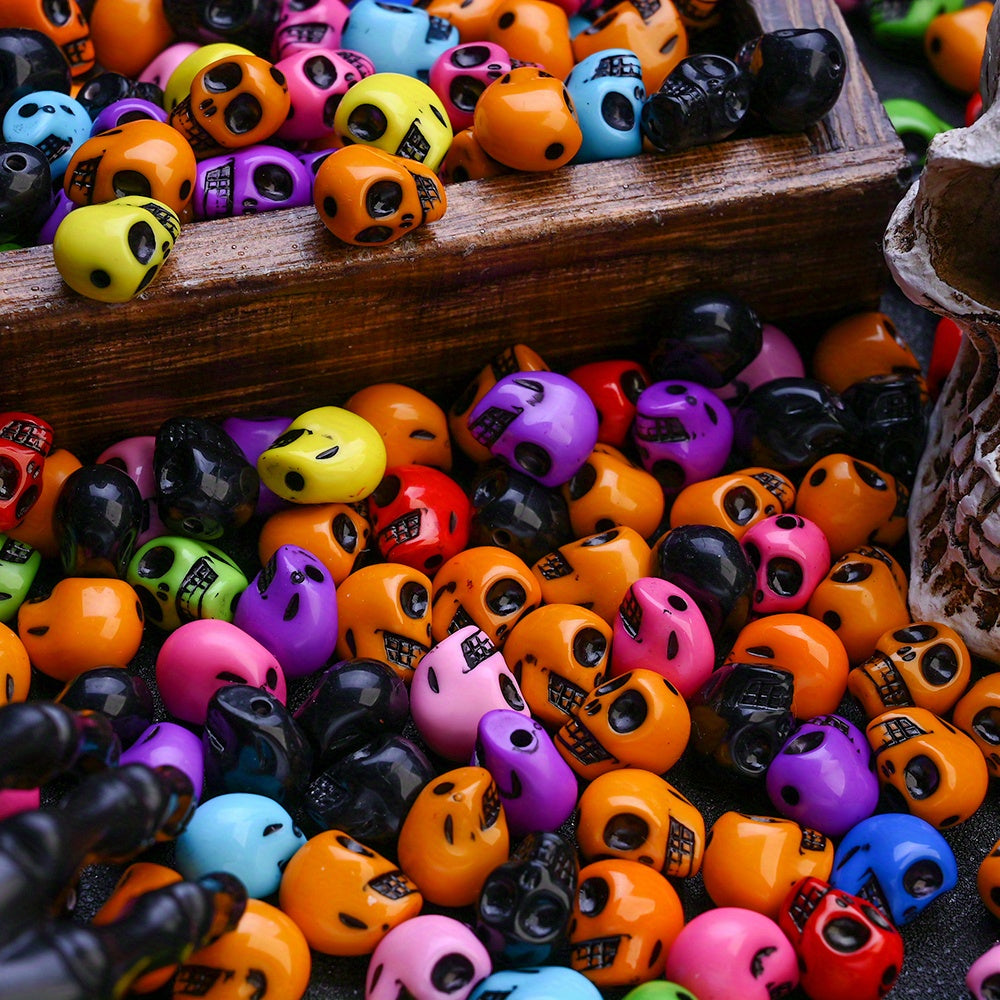 50pcs/set Multicolor Acrylic Skull Head Beads