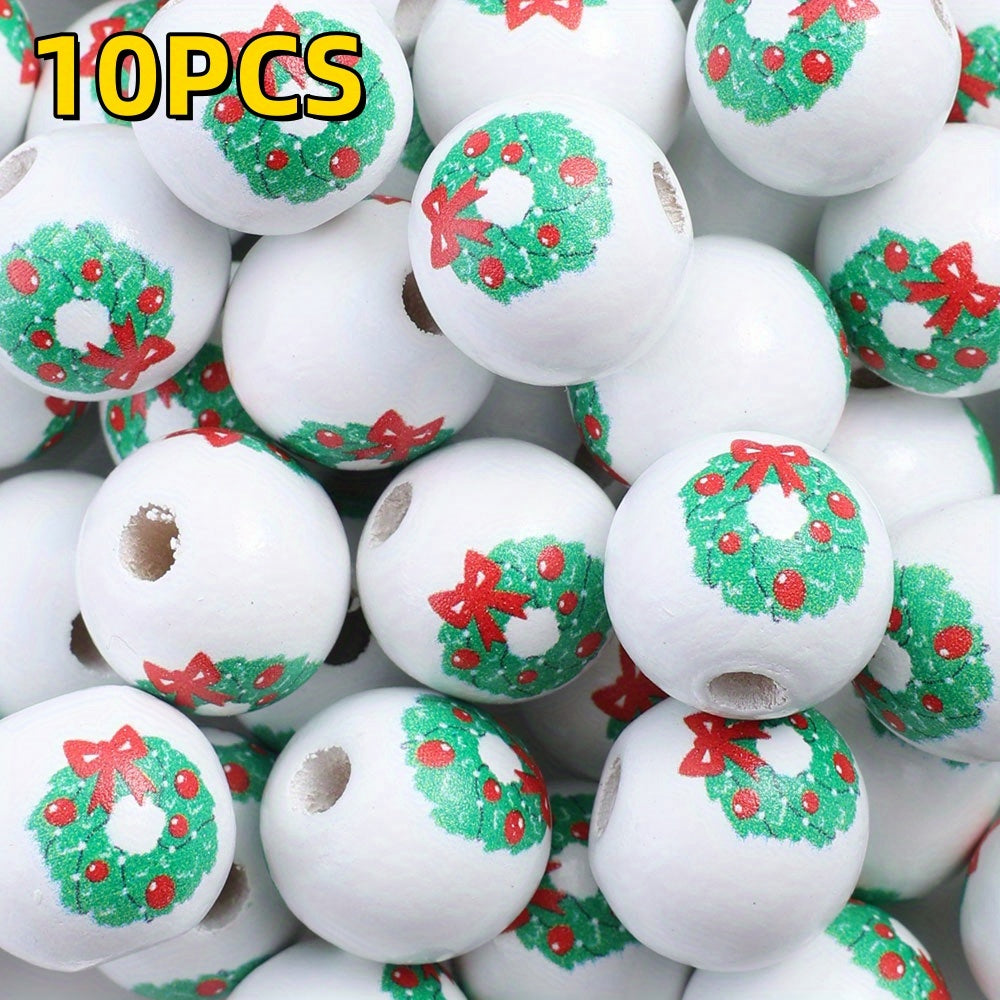 10pcs/set 16mm Christmas Wooden Beads