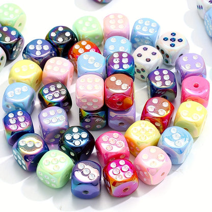 10PCS 14mm Dice-Shaped Acrylic Bead Set