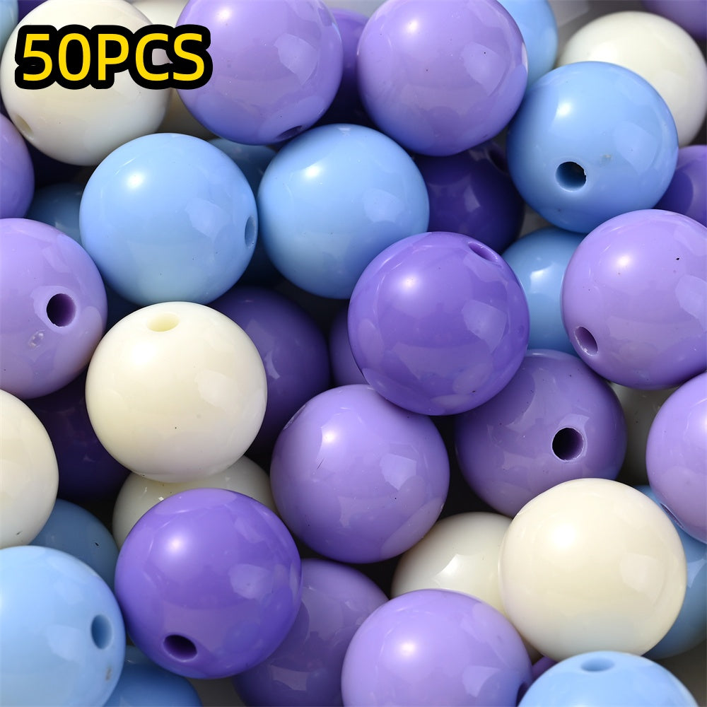 50/100pcs Solid Color Acrylic Round Beads