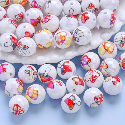 10pcs Red Mushroom Design Acrylic Beads