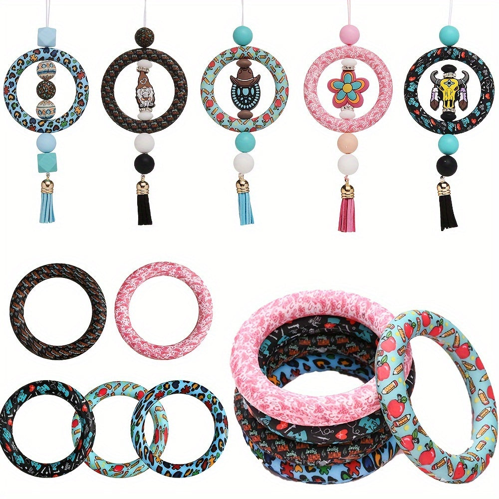 65mm Silicone Colorful Pattern O-Ring FrameBead Loops - DIY Jewelry