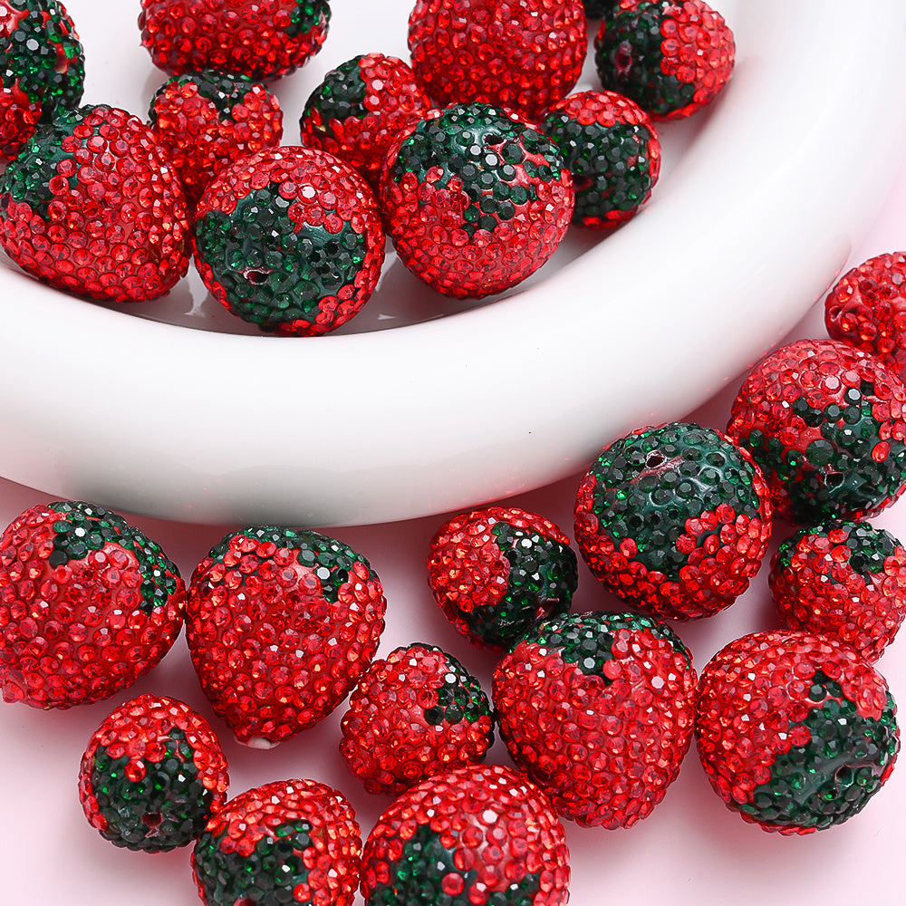 2pcs Handmade Disco Charm Strawberry Polymer Clay Beads