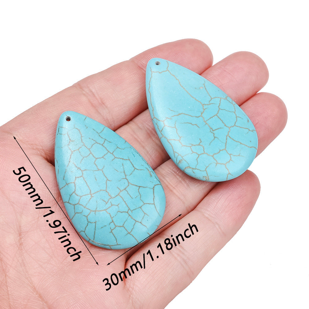 5pcs 30x50mm Big Size Waterdrop Shape Stone Charms Beads Blue Turquoise