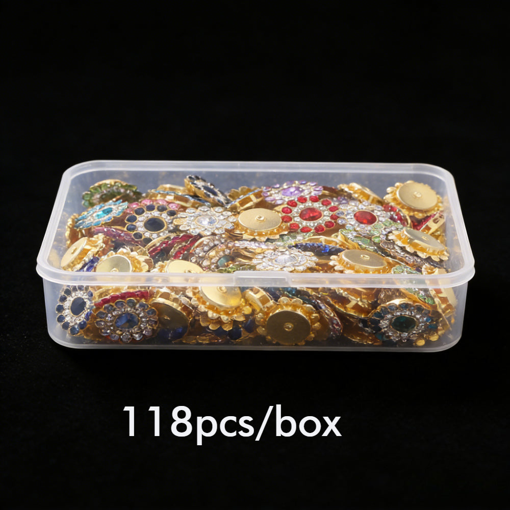 118PCS 13.8mm Sunflower Sew-On Rhinestone Embellishment Set