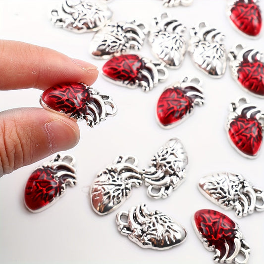 Two-Tone Heart Alloy Pendant Charms
