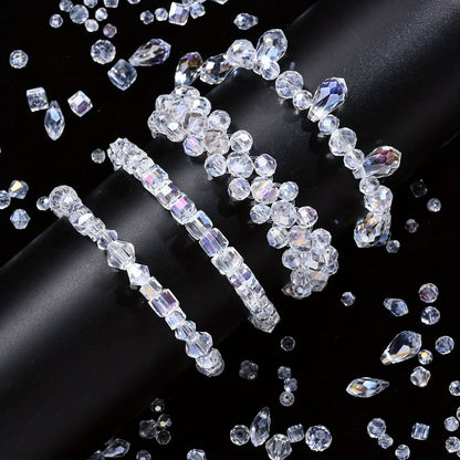 200PCS Geometric Transparent Glass Bead Set