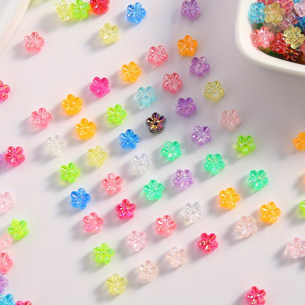 100pcs 4x7mm Mix Color Flower Beads