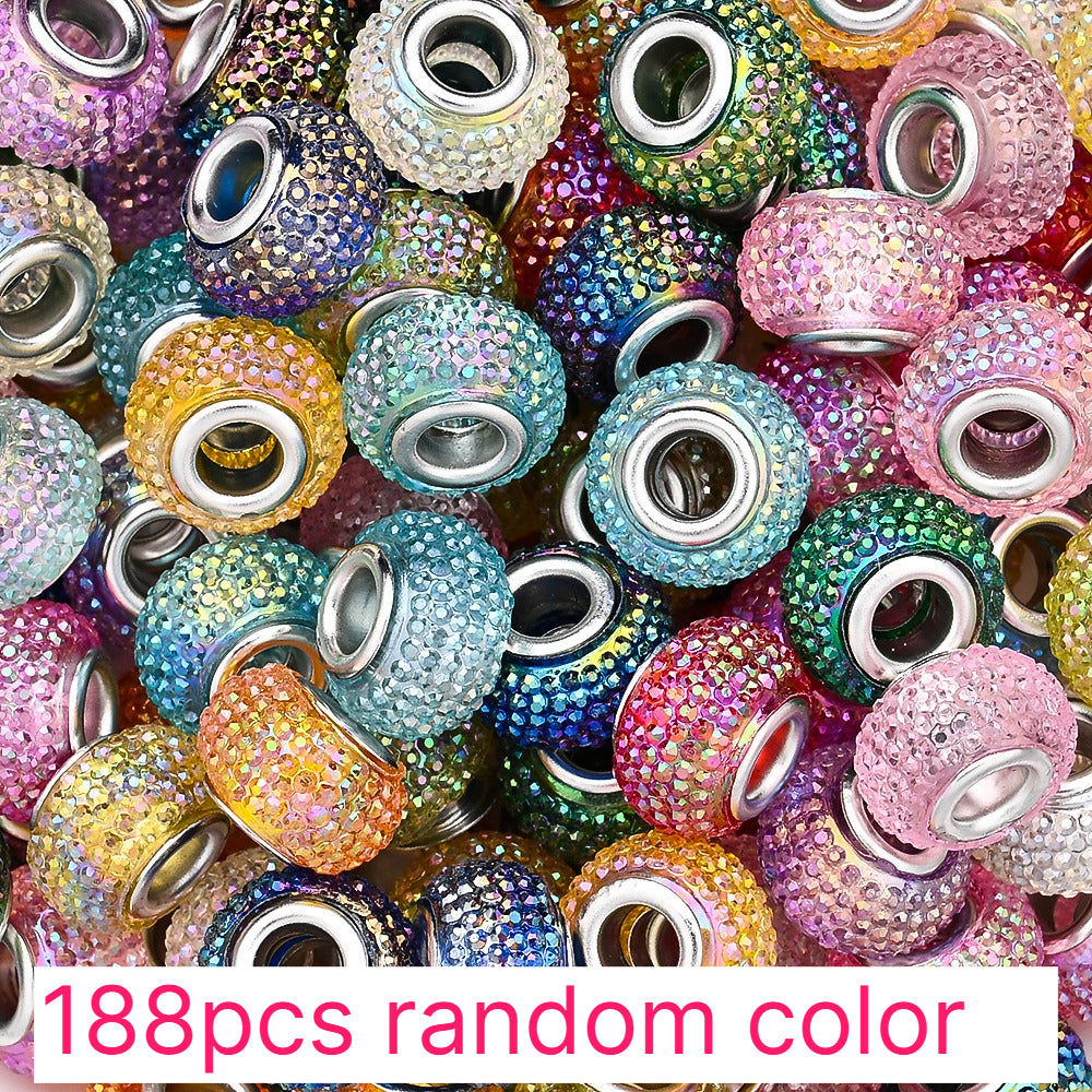 188pcs Sparkling Acrylic Large Hole Spacer Beads