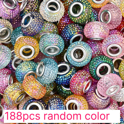 188pcs Sparkling Acrylic Large Hole Spacer Beads