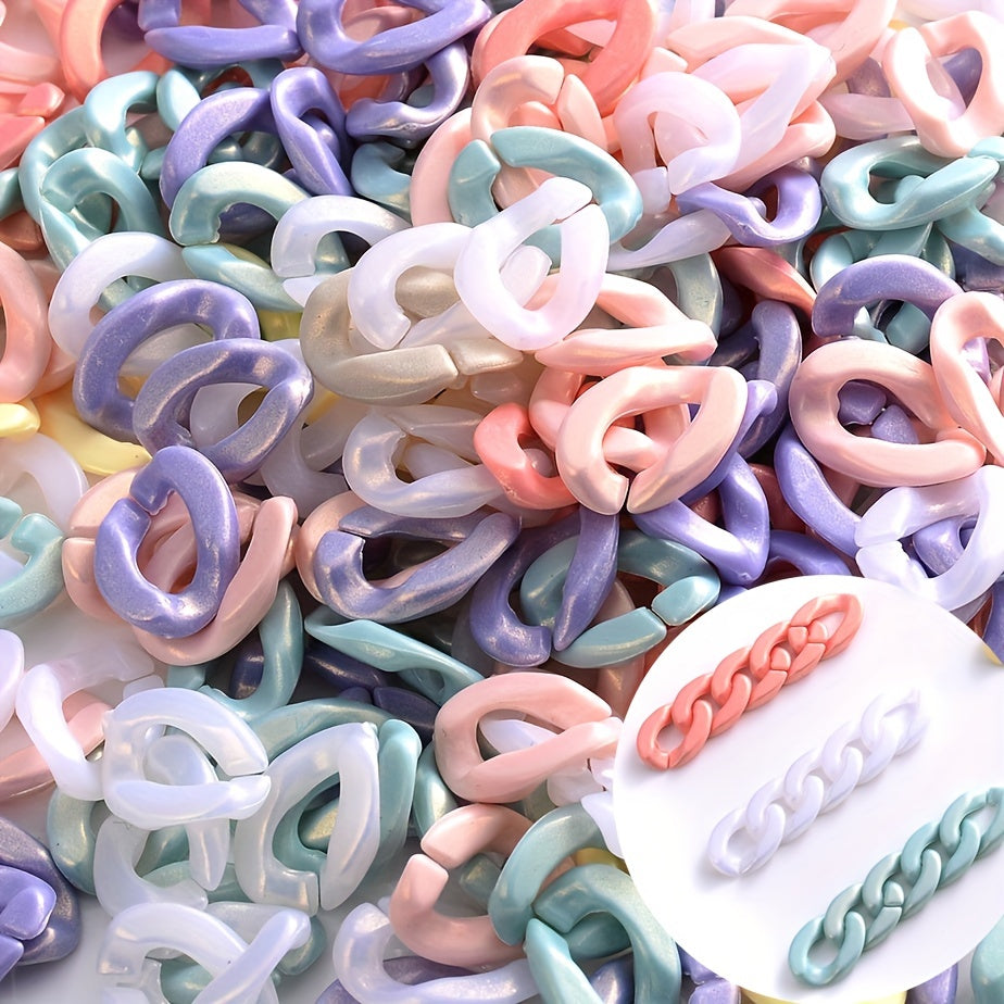50pcs Shiny Oblate Acrylic Chain Beads