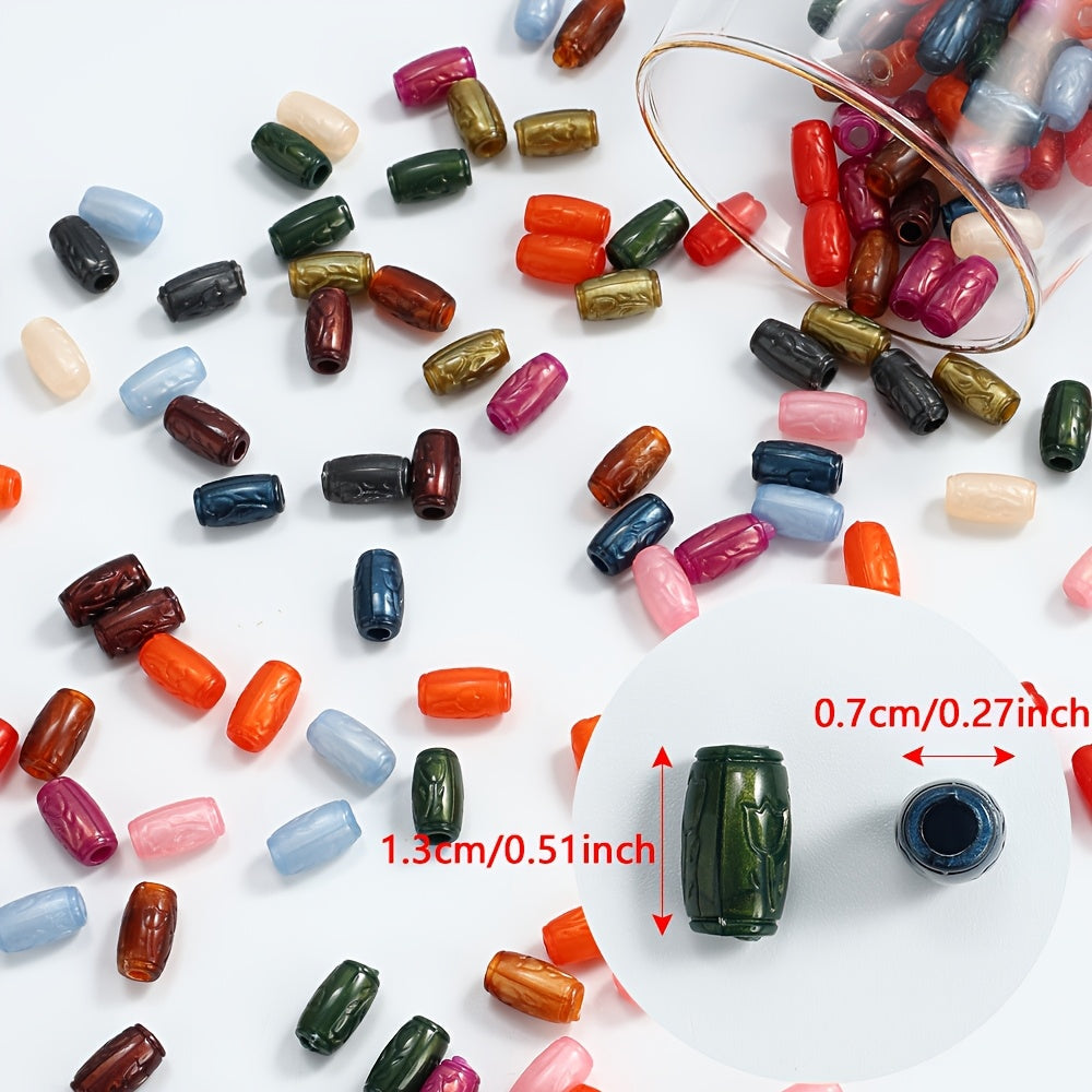 100PCS 11mm Printed Cylindrical Acrylic Bead Set