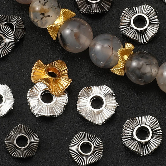50pcs Wave Pattern Zinc Alloy Spacer Beads