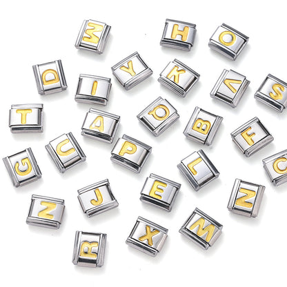 A-Z English Letter Stainless Steel Italian Charm Links
