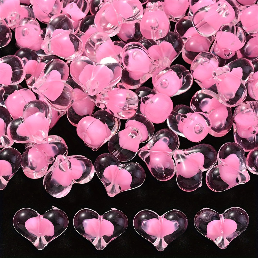 Peach Heart Acrylic Beads