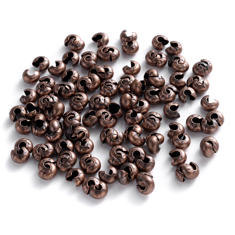 100pcs Copper Round Crimp Cover Beads