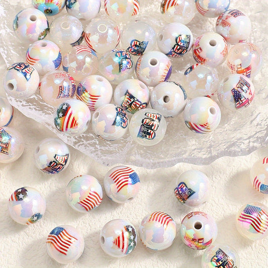 American Flag Pattern Acrylic Beads