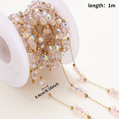 1m Colorful Shiny Pink Glass Bead Chain