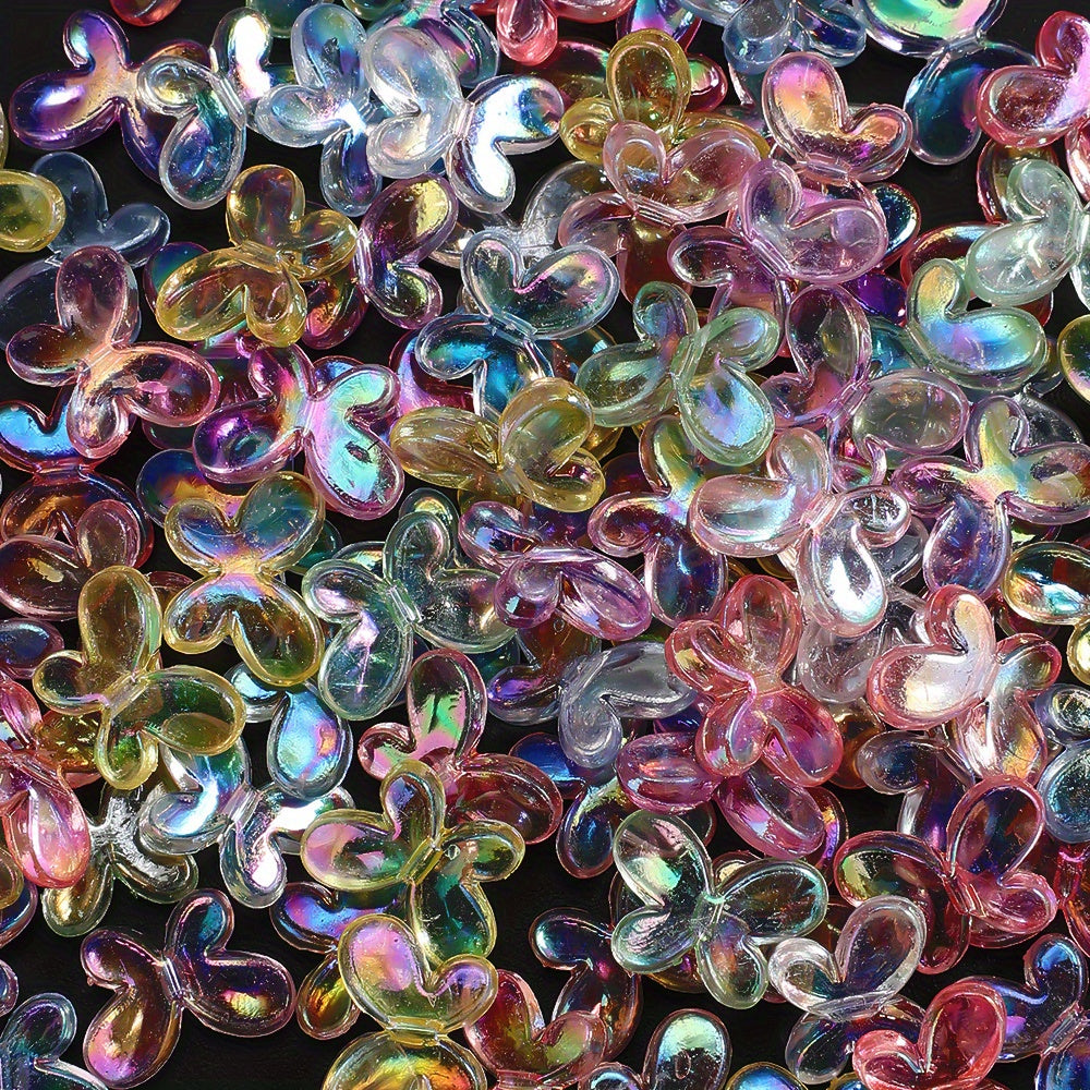 50pcs AB Mixed Color Transparent Butterfly Acrylic Beads