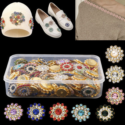 118PCS 13.8mm Sunflower Sew-On Rhinestone Embellishment Set