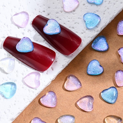 100PCS 6/8mm Glitter Resin Heart Embellishment Set