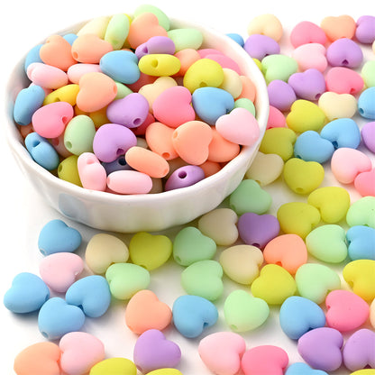 Matte Love Heart Acrylic Beads