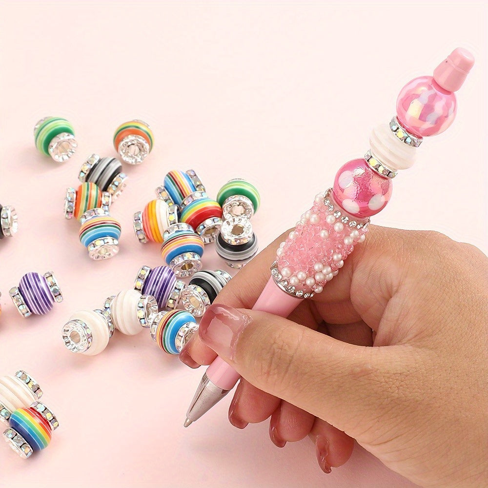 10pcs 14x15mm Rainbow Rhinestone Resin Wheel Beads