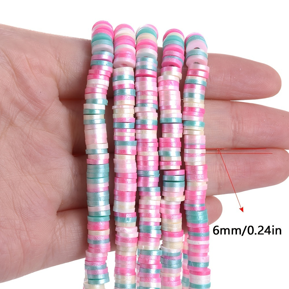 6 mm Flat Round Polymer Clay Spacer Beads