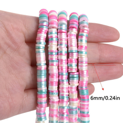 6 mm Flat Round Polymer Clay Spacer Beads