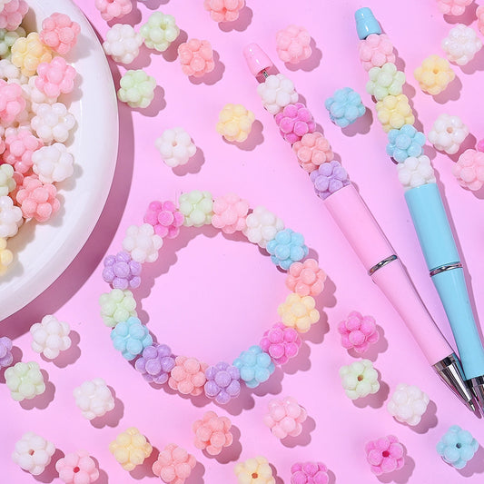 Macaron Color Flocked Flower Beads